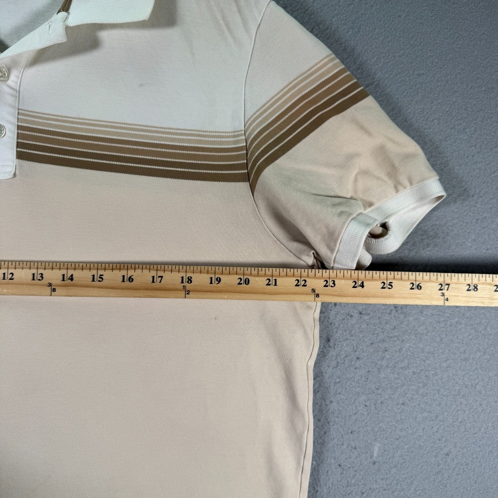Banana Republic Fitted Polo‎ Shirt Mens XL Beige Stripe Comfort Classic Preppy - Picture 5 of 15